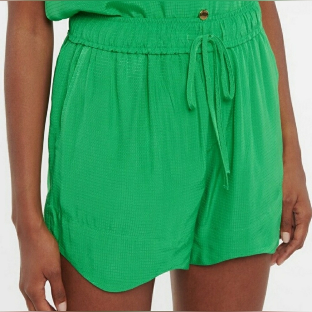 GANNI Designer Green Ripstop Lightweight Textured Shorts Size Small/ 36